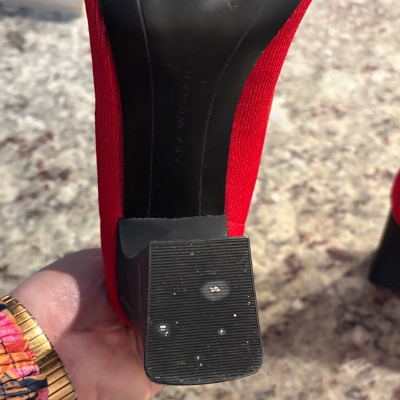 Zara Vibrant Red Knit Heeled Boots - Picture 5 of 6